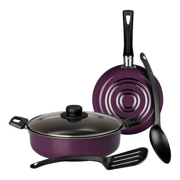 BATERÍA DE COCINA DELEITE DE 5PZAS DE ALUM DE 1MM