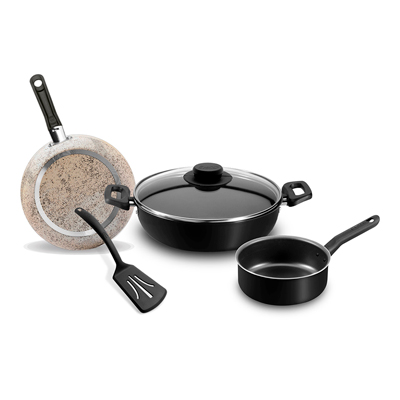 BATERÍA DE COCINA EKCO STONE 5PZAS DE ALUMINIO