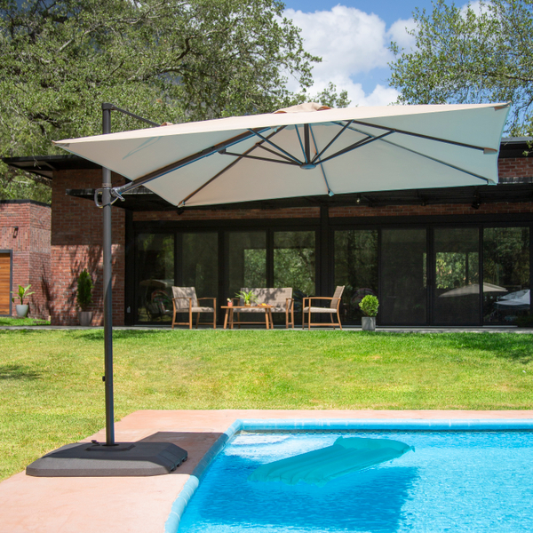 SOMBRILLA CUADRADA BEIGE 2.53 X 2.53 X 3.10 M POLIÉSTER