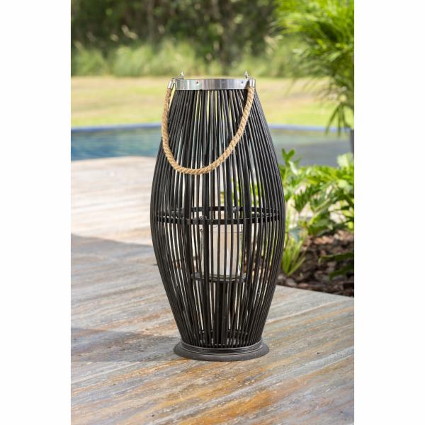 LINTERNA DECORATIVA NEGRA BAMBÚ
