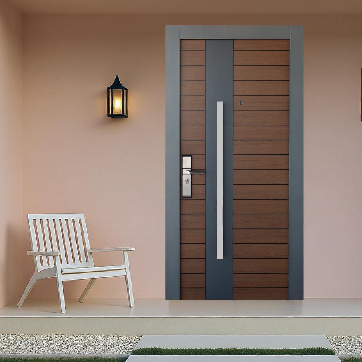 Puerta de seguridad lyon nogal derecha