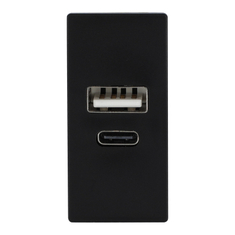 unno cargador usb tipo a + c plástico negro