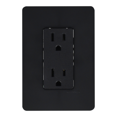 CONTACTO DÚPLEX CON PLACA DE PARED NEGRO SOFT