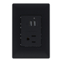CONTACTO CON TOMA DE CARGA USB TIPO A Y PLACA DE PARED NEGRO