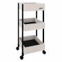 CARRITO DE SERVICIO - MOVE-ON, 3 NIVELES MULTIUSO CON RUEDAS, ESTRUCTURA RESISTENTE Y DISEÑO COMPACTO - COLOR BLANCO/NEGRO