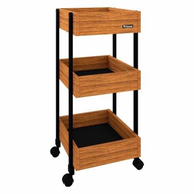 CARRITO DE SERVICIO - MOVE-ON, 3 NIVELES MULTIUSO CON RUEDAS, ESTRUCTURA RESISTENTE Y DISEÑO COMPACTO - COLOR TZALAM/NEGRO