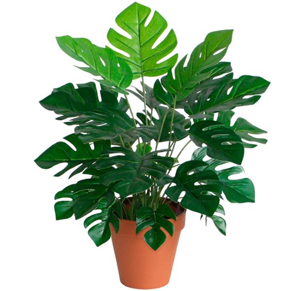 PLANTA MONSTERA DE POLIETILENO ARTIFICIAL 41 X 43 CM CON MACETA DE PLÁSTICO 2 PIEZAS