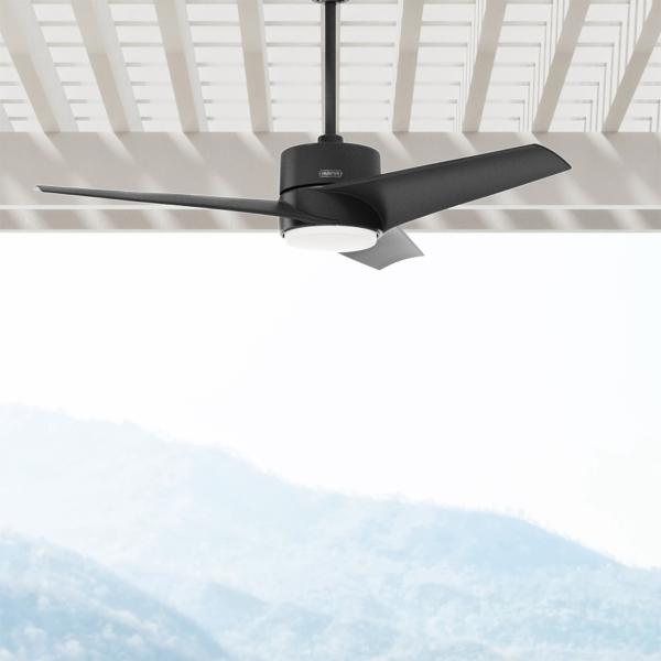 VENTILADOR DE TECHO HAVOC 54" MODERNO PARA EXTERIOR CON LED INTEGRADO NEGRO