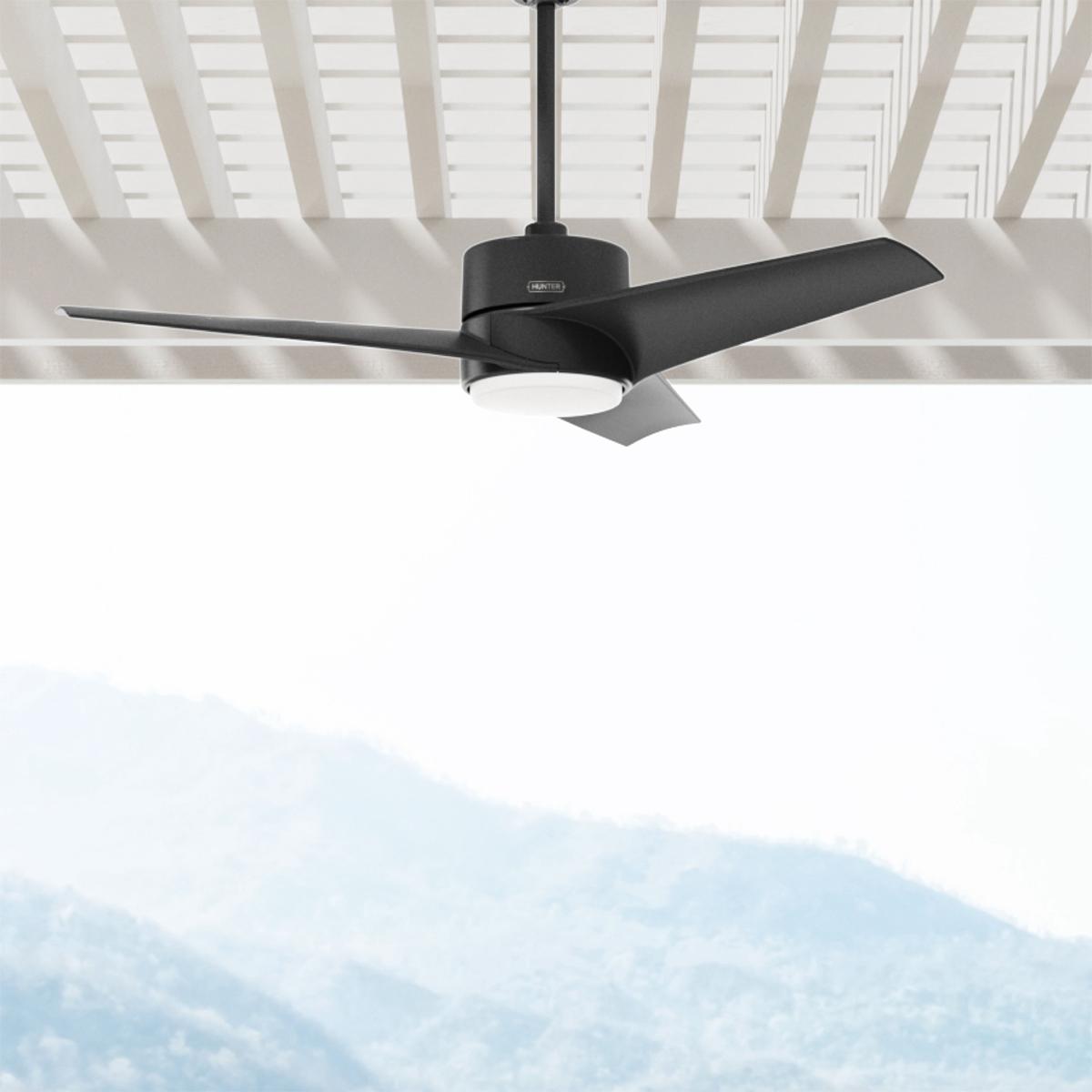 Ventilador de techo havoc 54" moderno para exterior con led integrado negro