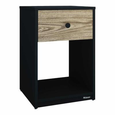 PLAYCON MESA DE NOCHE BURÓ 1 CAJÓN 62X41 CM (NEGROROBLE TEXTURIZADO)