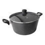 CACEROLA CON TAPA DE 28 CM MÁRMOL NEGRO