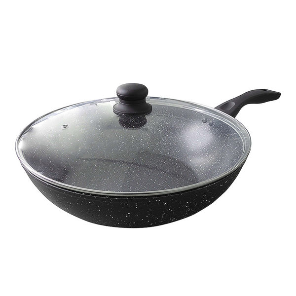 WOK CON TAPA DE 30 CM MÁRMOL NEGRO