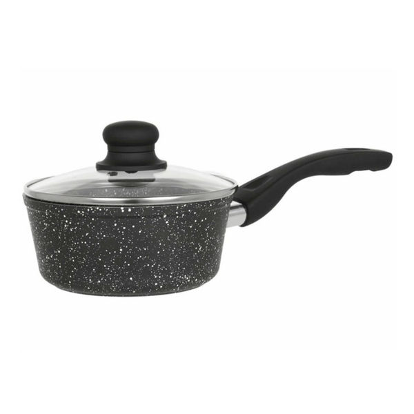 OLLA CON TAPA DE 18 CM MÁRMOL NEGRO