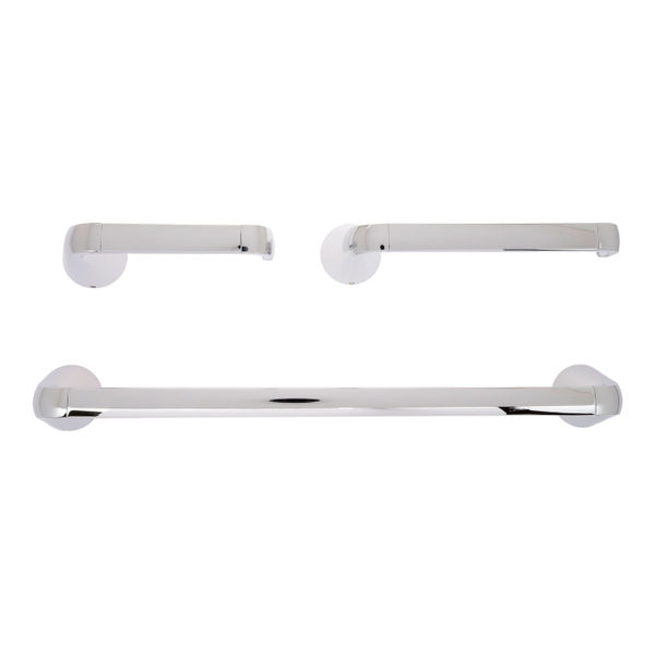 JUEGO DE ACCESORIOS PARA BAÑO METAL PLATA 3 PIEZAS