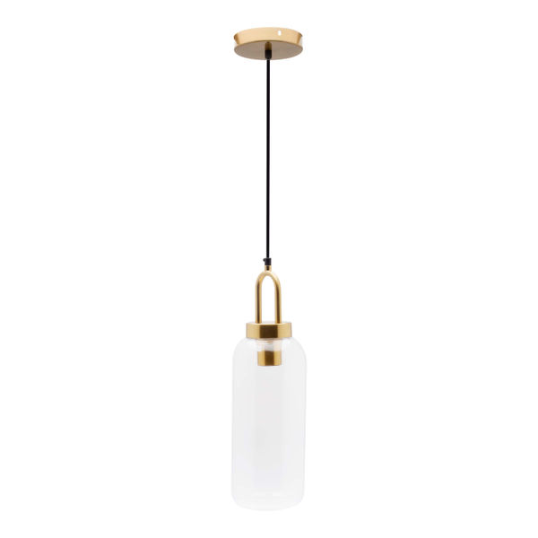 LÁMPARA COLGANTE VINTAGE DE VIDRIO Y ACERO LATÓN 1 LUZ ESER