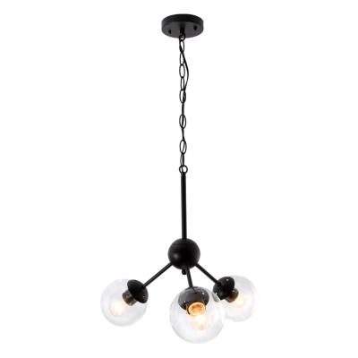 LÁMPARA COLGANTE MODERNA NEGRO 60W E27 DE 3 LUCE