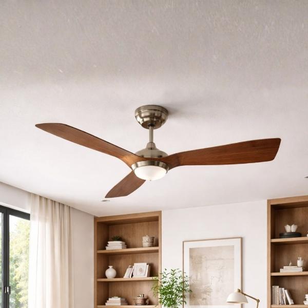 VENTILADOR DE TECHO 52" CONTEMPORÁNEO PARA INTERIOR CON LED INTEGRADO CAFÉ