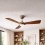 VENTILADOR DE TECHO 52" CONTEMPORÁNEO PARA INTERIOR CON LED INTEGRADO CAFÉ