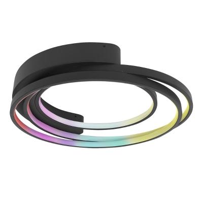 PLAFON CON FORMA ESPIRAL SMART 27W RGBW ACABADO NEGRO 1,450 LM.