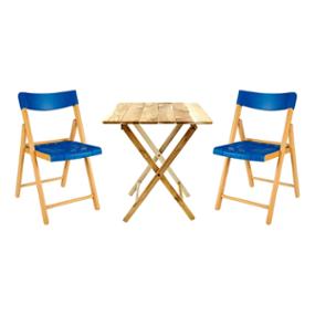tramontina juego de mesa y sillas de jardín teca azul 3 piezas