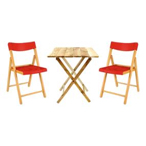 tramontina juego de mesa y sillas de jardín teca rojo 3 piezas