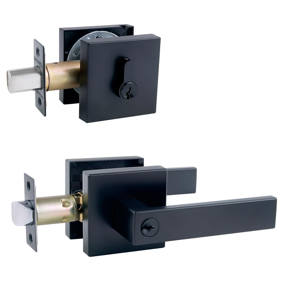 Combo manija brunei y cerrojo cilindro doble negro