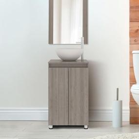 MUEBLE PARA BAÑO DE PISO ASTORIA 16" GRIS MDF CON MONOMANDO Y OVALÍN