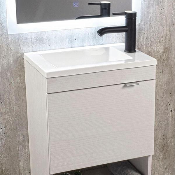 MUEBLE PARA BAÑO FLOTANTE BLEU 24" BEIGE MELAMINA CON LAVABO, MONOMANDO Y CÉSPOL