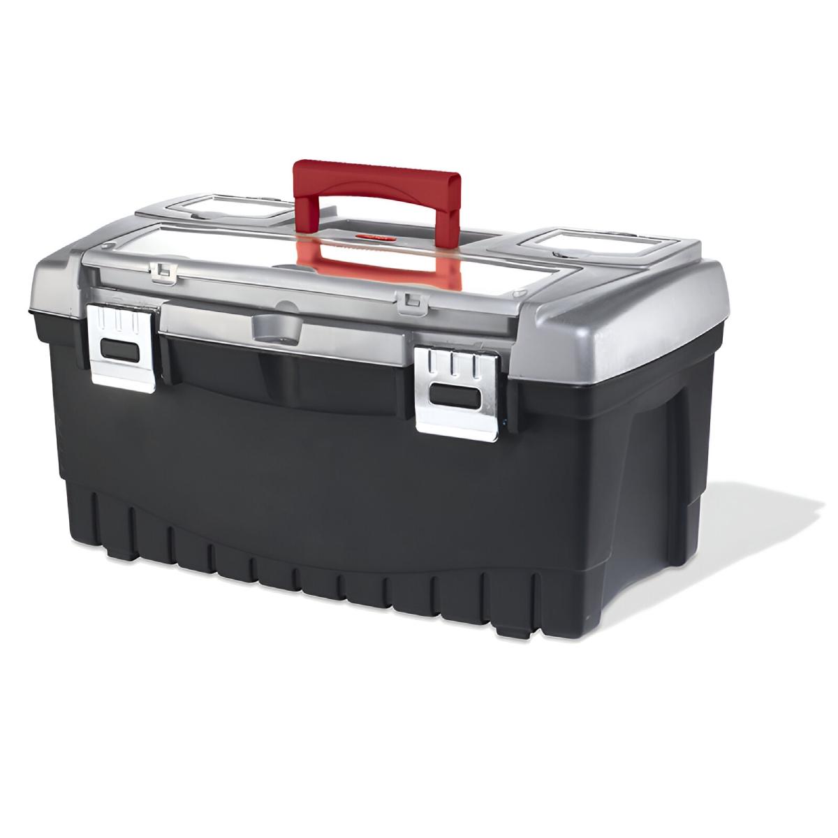 Caja para herramientas de 56 centimetros con compartimentos exteriores superiores y bandeja interna