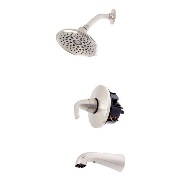 REGADERA Y TINA CURSIVA NIQUEL CEPILLADO