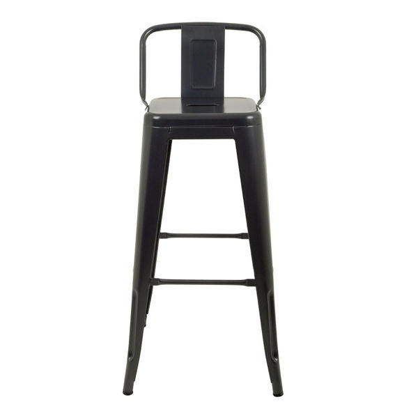 Banco Alto Tolix Con Respaldo Gris