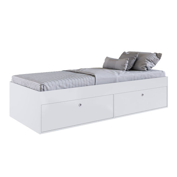 Base Cama Individual Con Cajones Blanca