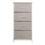 Comoda Beige Con 4 Cajones Tela Y Madera