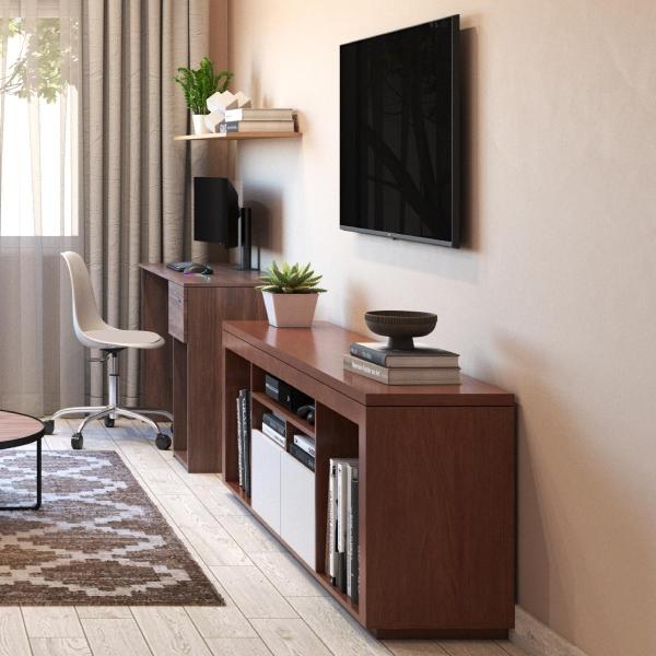 Mueble De Tv 180Cm Con Repisas Y Puertas