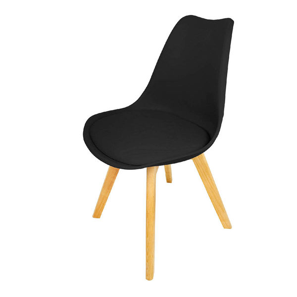 Silla Tipo Eames Negra Patas De Madera