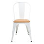 Silla Tolix Blanca Con Asiento De Madera