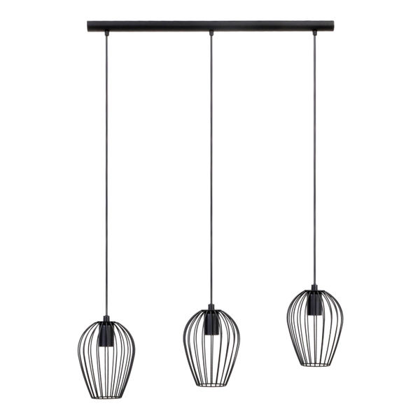 LÁMPARA COLGANTE VINTAGE DE ACERO NEGRO MATE 3 LUCES NEWTOWN