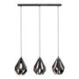 LÁMPARA COLGANTE VINTAGE DE ACERO NEGRO MATE 3 LUCES CARLTON