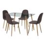 COMEDOR MODERNO C/ 4 SILLAS GRIS Y NATURAL