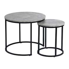 homemake set de mesas de centro redonda 2 piezas 60x60x50cm gris