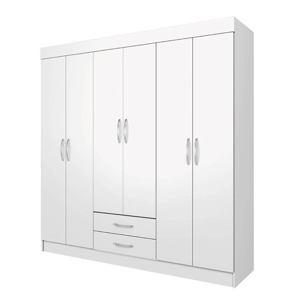 Ropero Closet Blanco 6 Puertas 2 Cajones