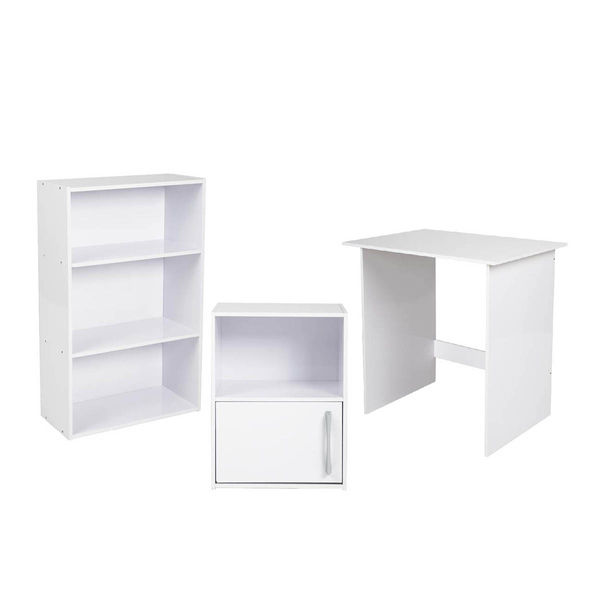 Juego de Escritorio Blanco + 2 Estantes