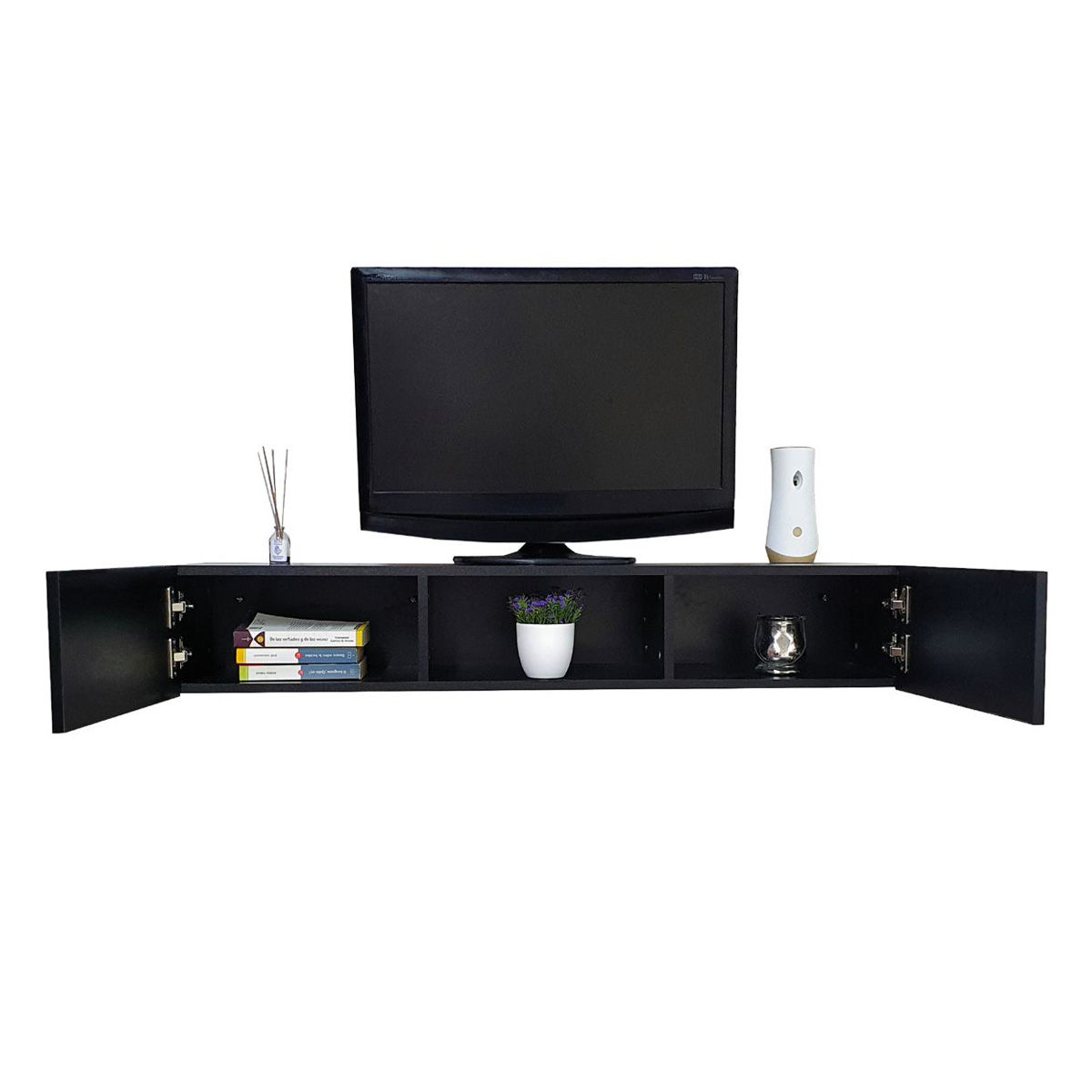 RoesselCodina Product: Peana TV PL2810-NEG con estante (110 cms de altura).  Negro.