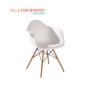 SILLA TIPO EAMES CON BRAZOS COMEDOR MODERNO RETRO RESISTENTE COLOR BLANCO