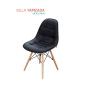 SILLA TIPO EAMES TAPIZADA ACOLCHADA A CUADROS COLOR NEGRO