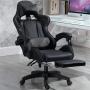 SILLA GAMER ERGÓNOMICA RECLINABLE CON DESCANSA PIES COLOR NEGRO