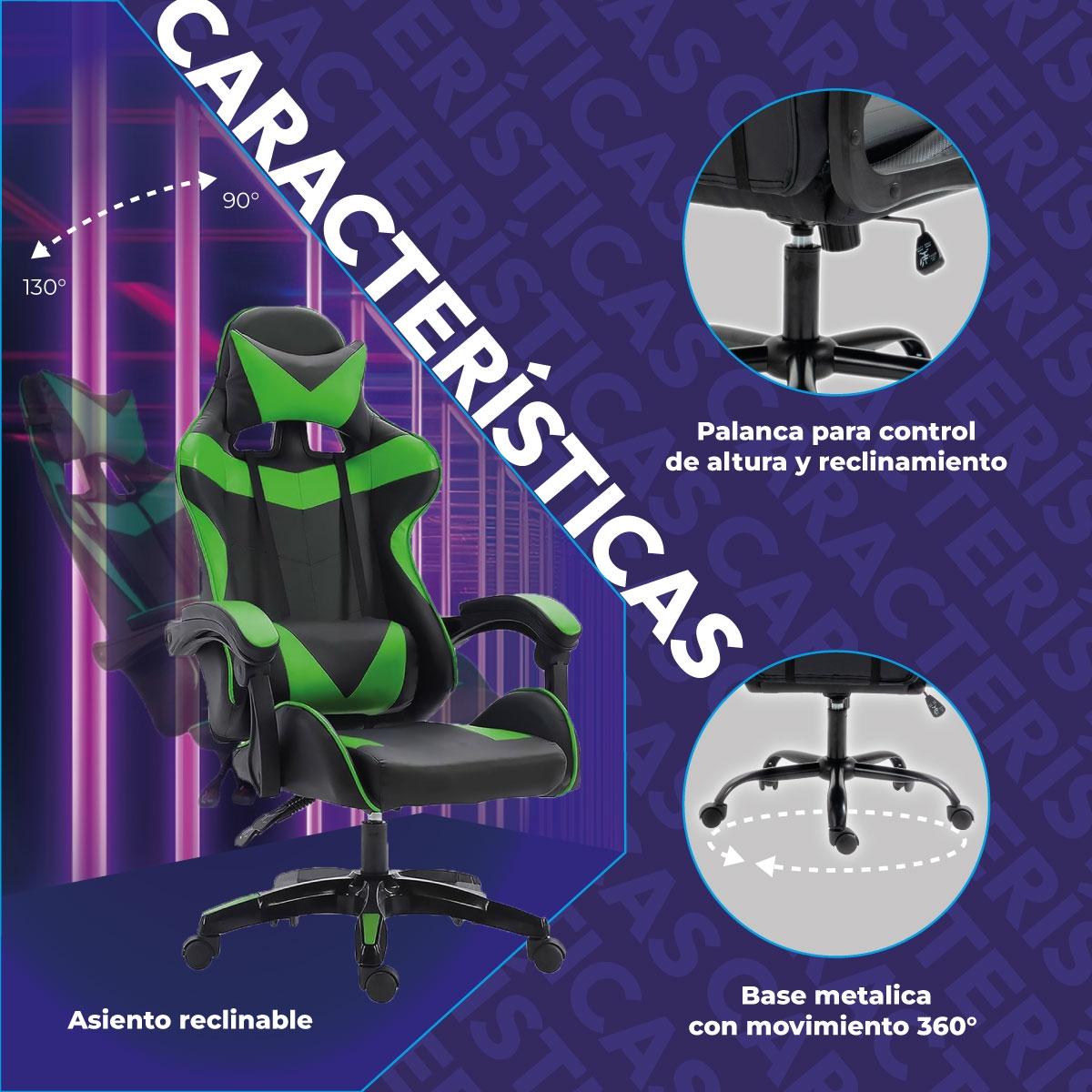 SILLA GAMER ESCRITORIO ERGONÓMICA RECLINABLE VERDE | The Home Depot México