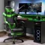 SILLA GAMER ERGONÓMICA RECLINABLE CON DESCANSA PIES COLOR VERDE