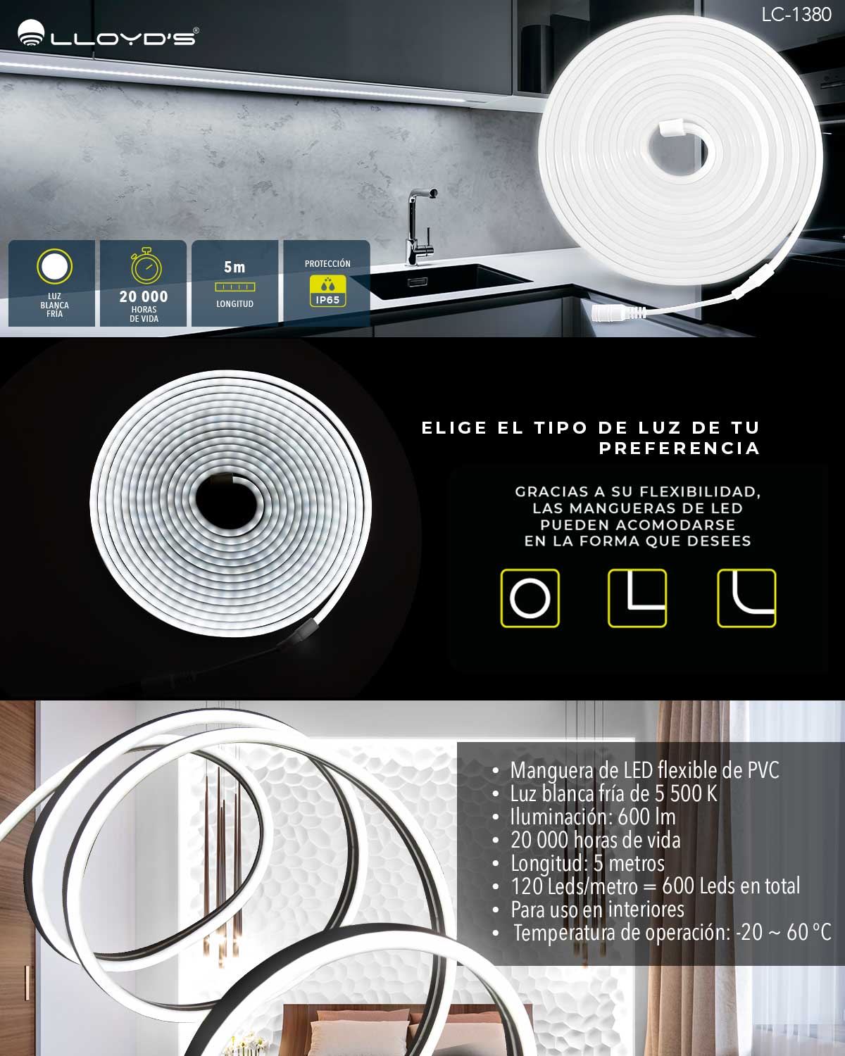 MANGUERA DE LEDS BLANCA 5M IP 65 The Home Depot México