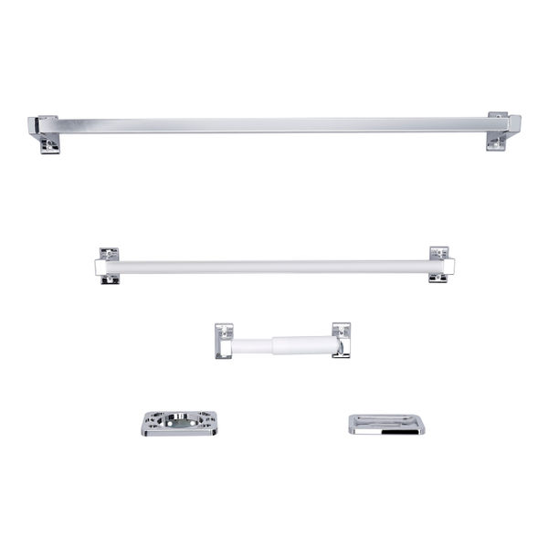 SET DE ACCESORIOS VALMAIN PARA BAÑO PLATA